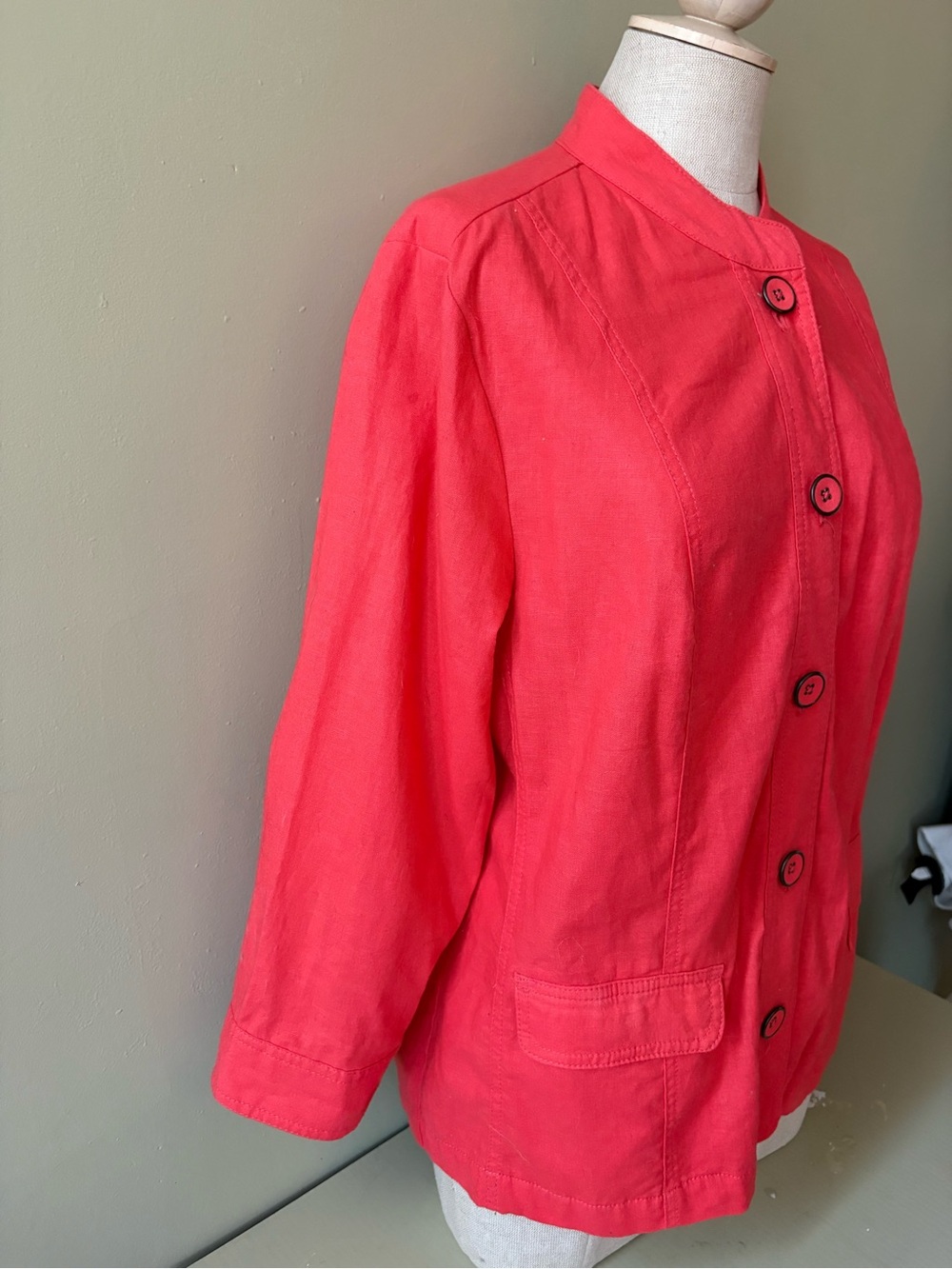 Northern Reflections Women’s coral button up jacket linen cotton Sz L - Picture 3 of 11